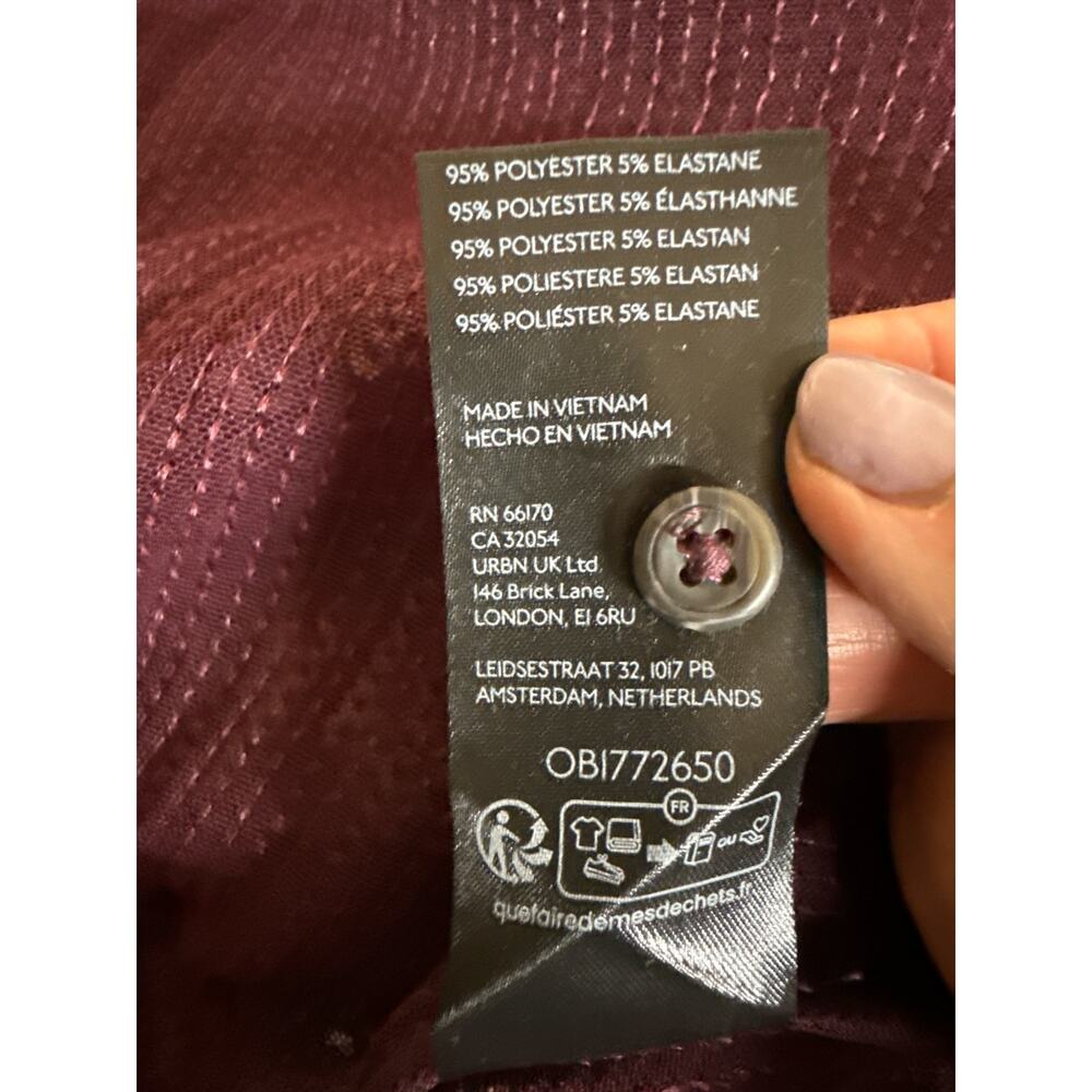 Anthropologie Pilcro Sequin Button Up Shirt Women’s L Burgundy Oversized EUC - Picture 9 of 10